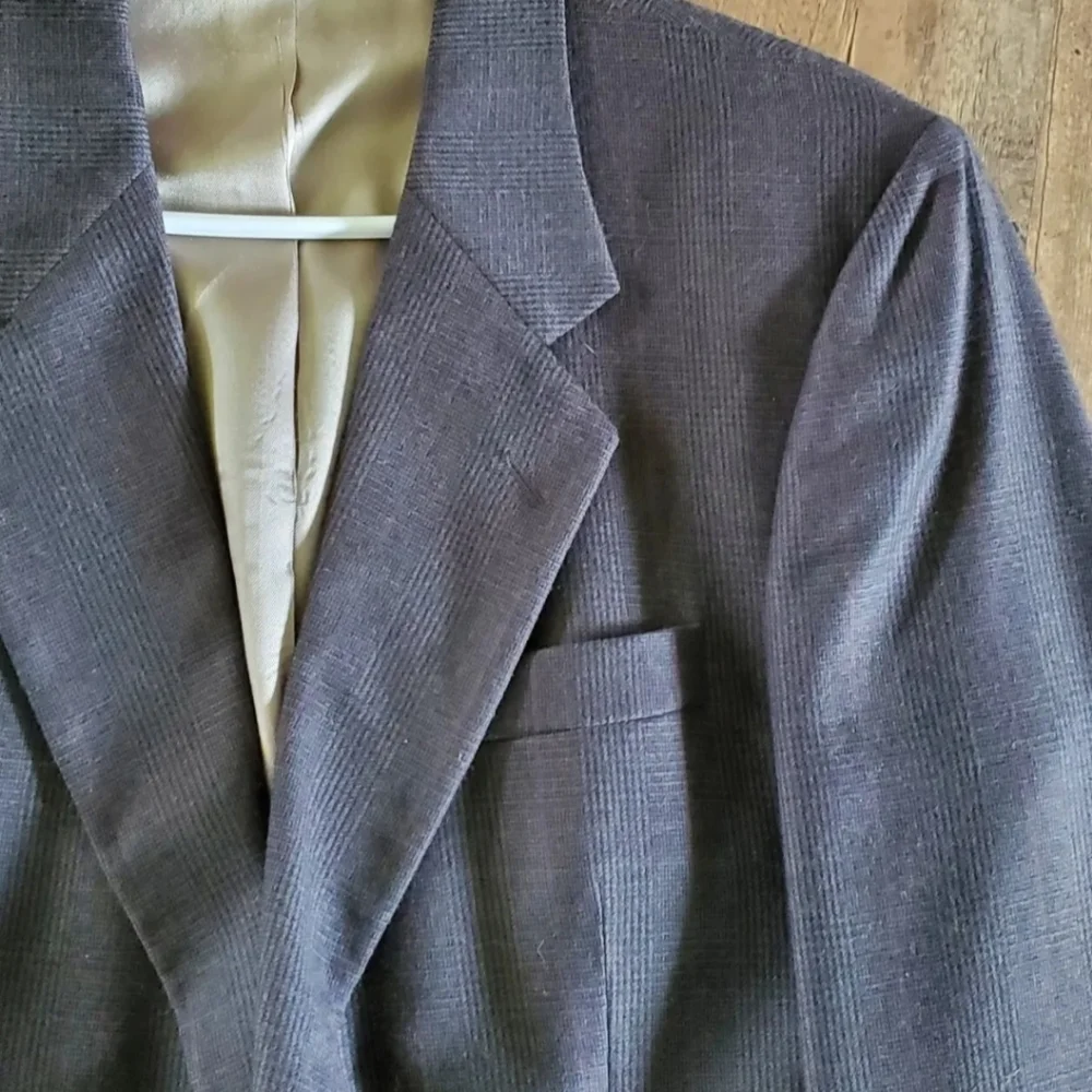 Jos A Bank Sz 42R Brown Executive Collection Plaid 100% Wool Blazer Sport Coat
